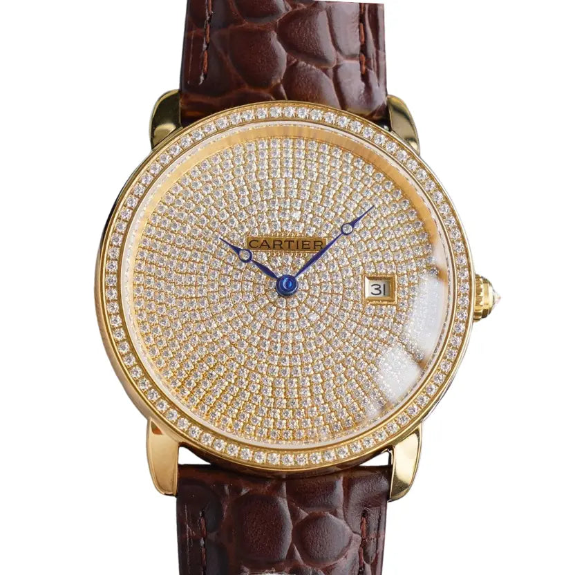 Cartier watch with a full diamond-set dial