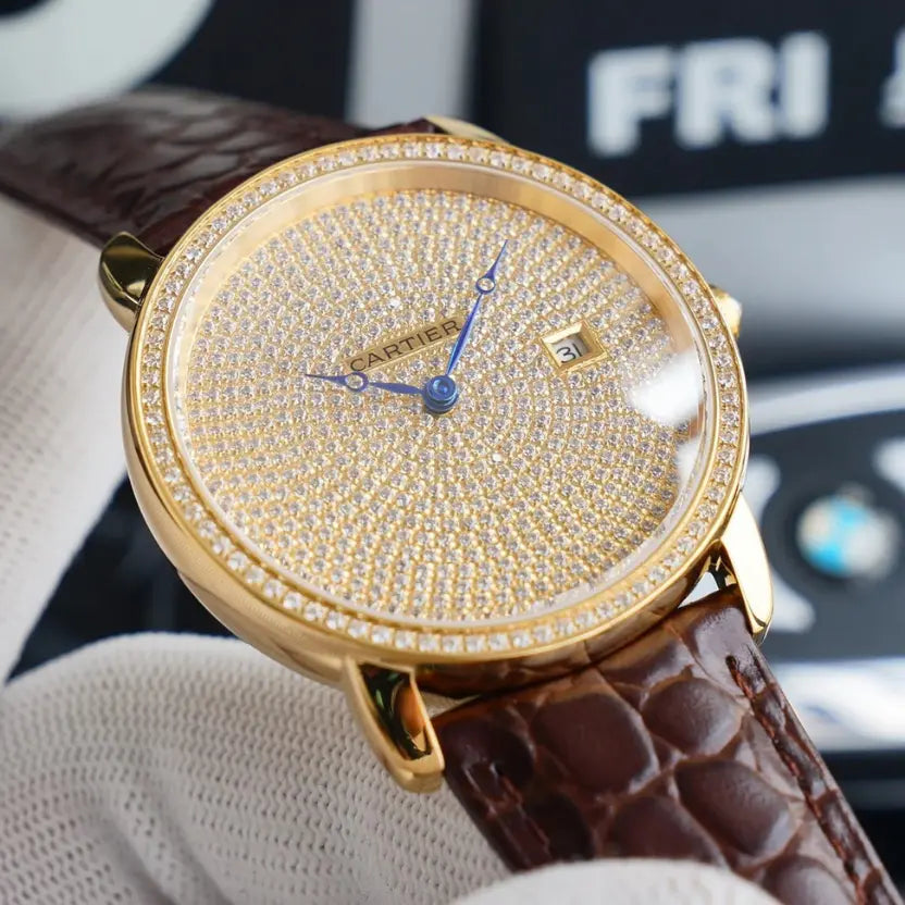 Cartier watch with a full diamond-set dial