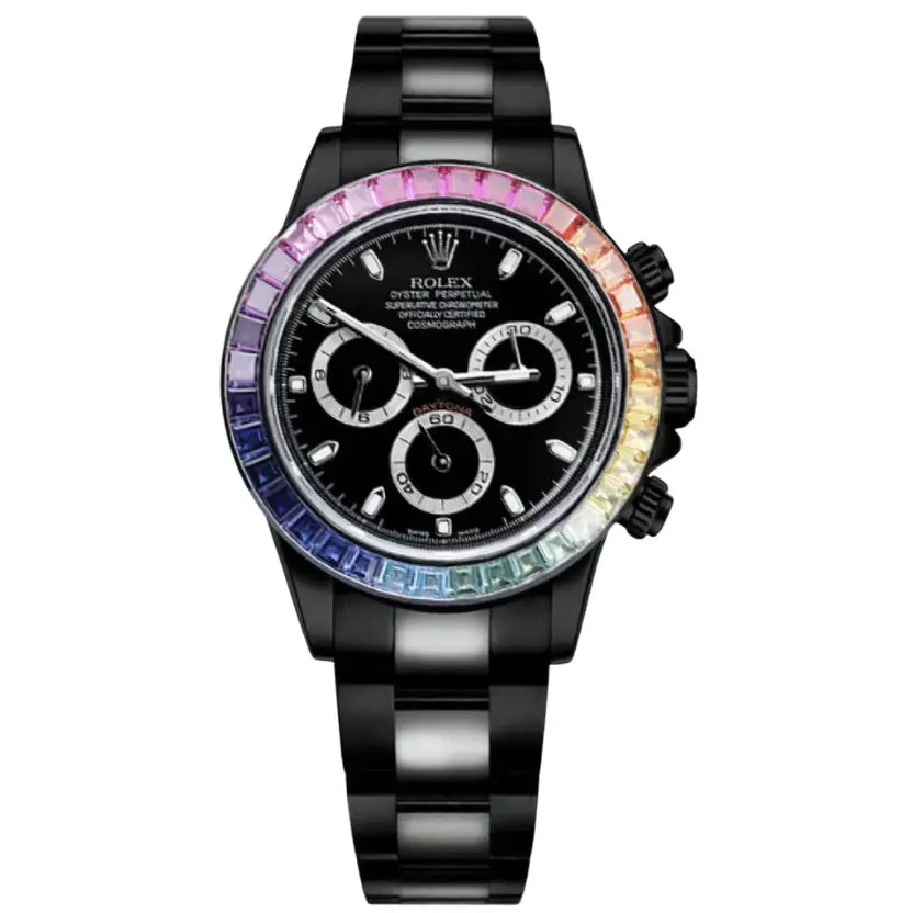 Rolex Cosmograph Daytona with a rainbow-gem-set bezel