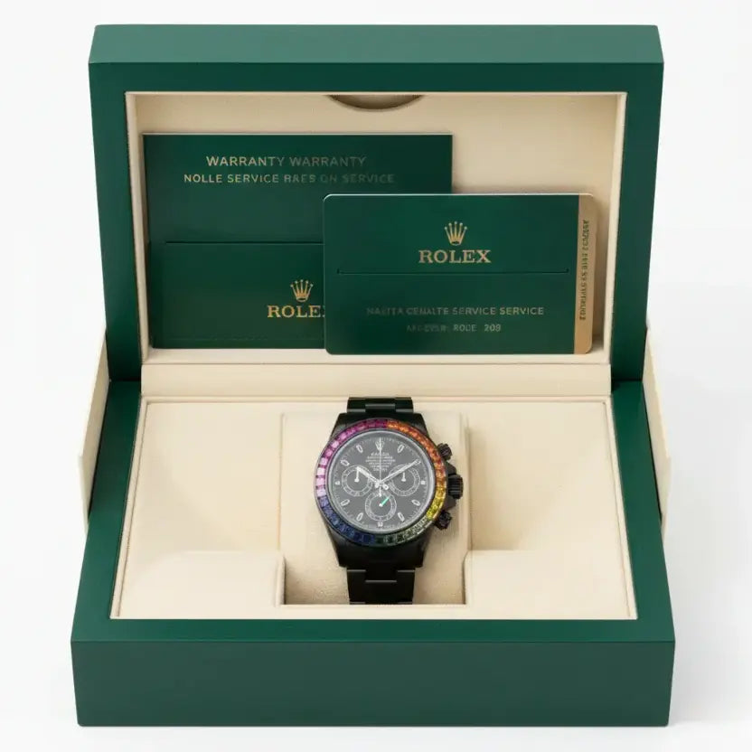 Rolex Cosmograph Daytona with a rainbow-gem-set bezel