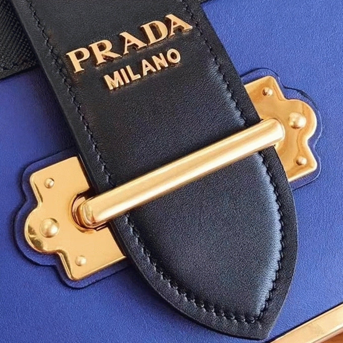 Boutique Quality || Prada Blue/Black Cahier Shoulder Bag