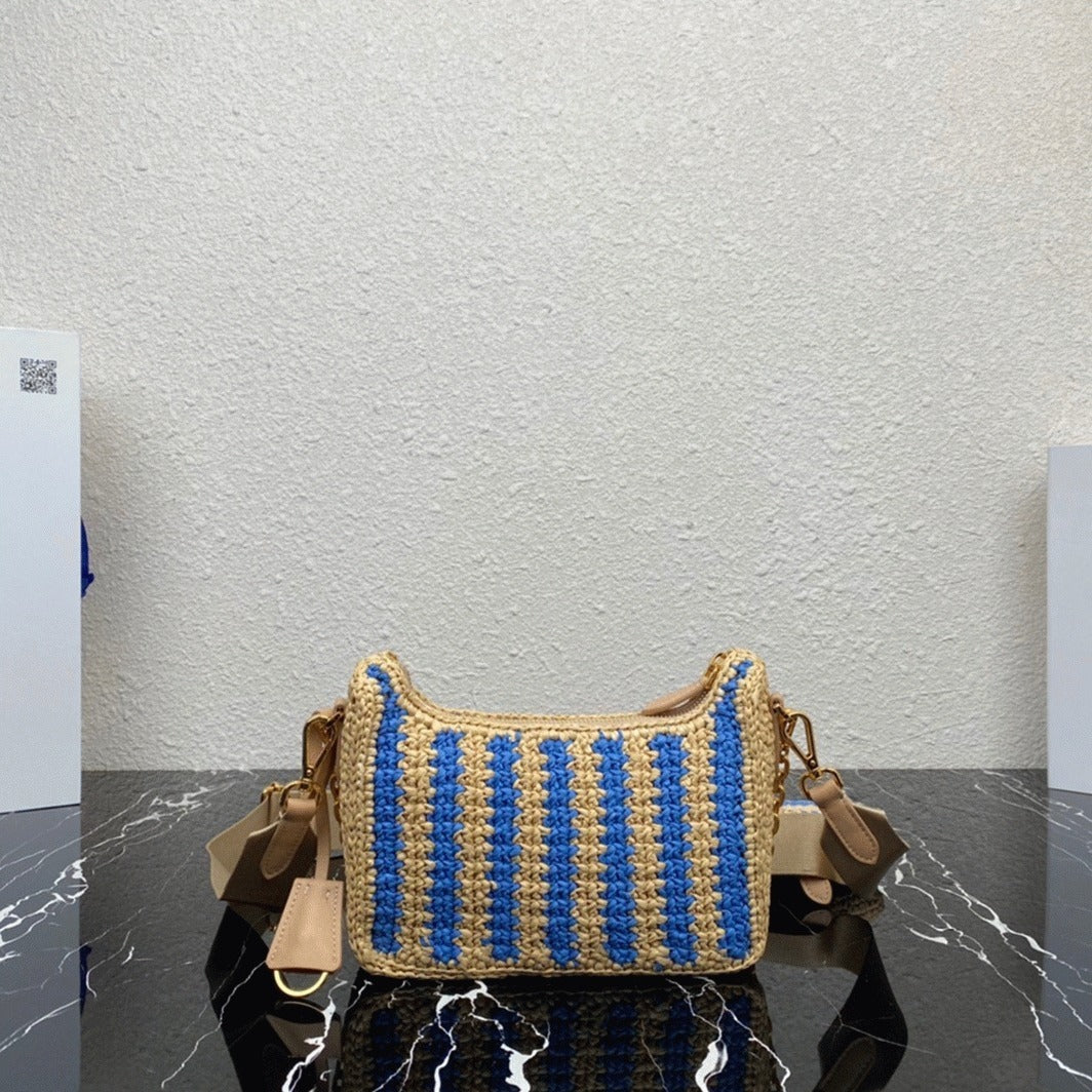Boutique Quality || Prada Re-Edition Bag in Beige and Blue Stripe