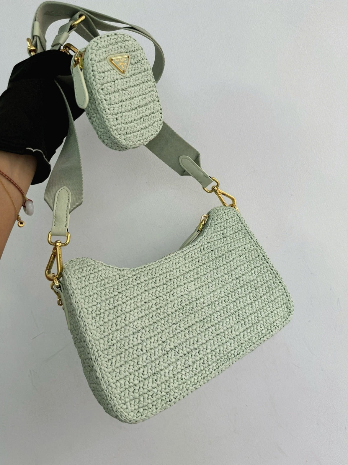 Boutique Quality || Prada Re-Edition Crochet Bag in Aqua