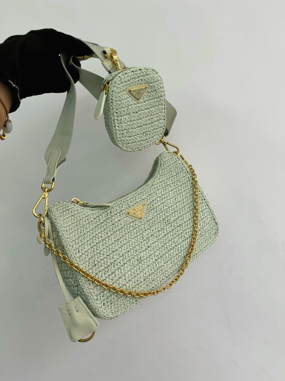 Boutique Quality || Prada Re-Edition Crochet Bag in Aqua