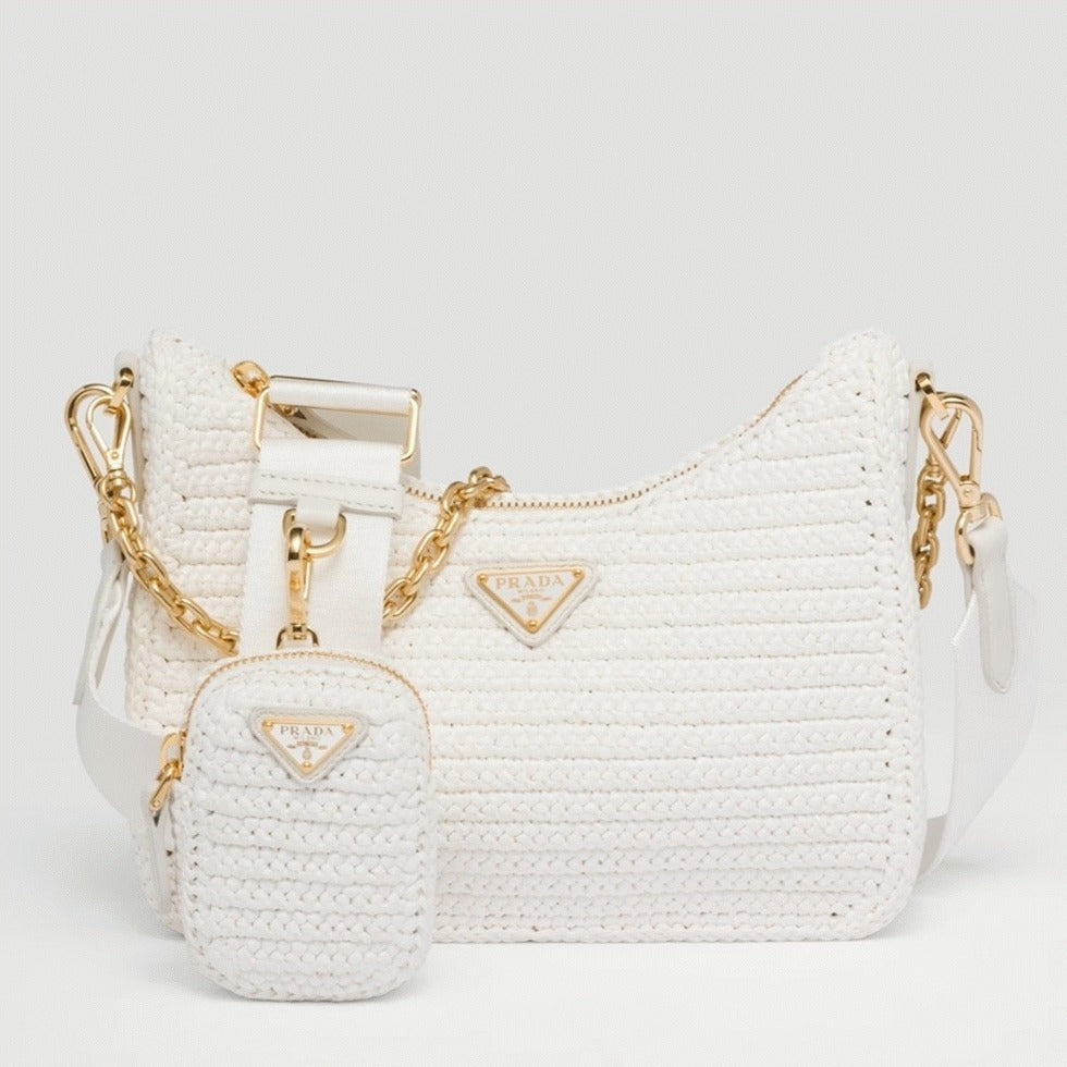 Boutique Quality || Prada Re-Edition Crochet Bag in White