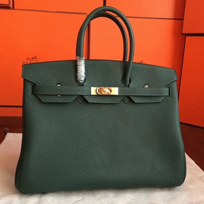 Boutique Quality || Vert Shade Designer Hermes Birkin 35cm Tote