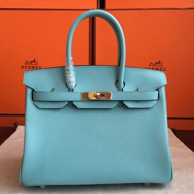 Boutique Quality || Blue Atoll Color Faux Designer Hermes Birkin 35cm Handbag