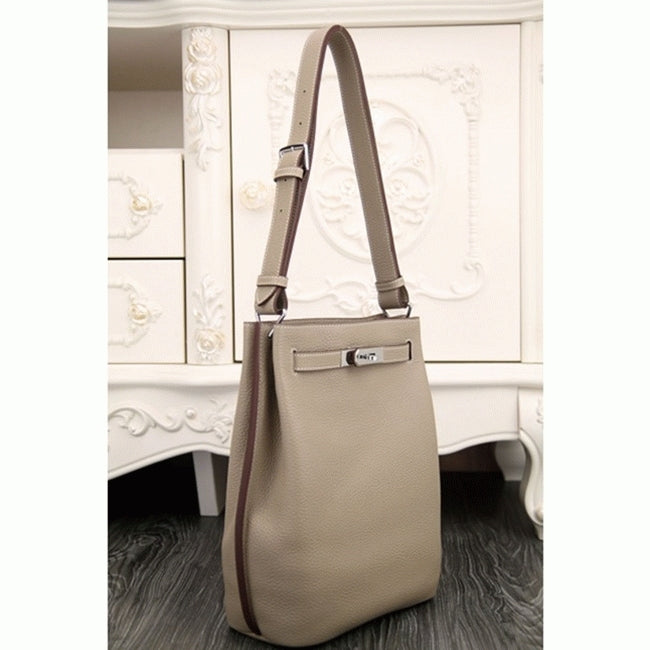 Boutique Quality || Grey Leather Hermes So Kelly 22cm Soft Leather Shoulder Bag