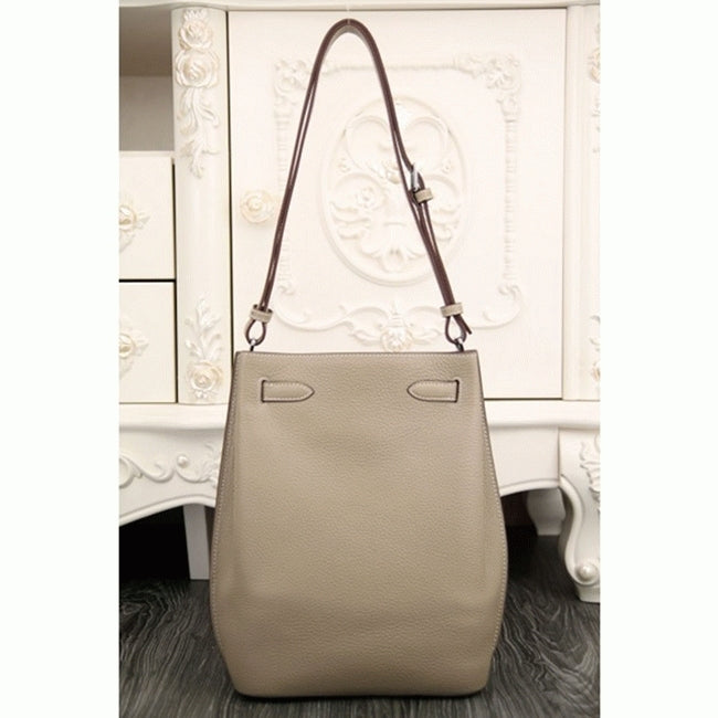 Boutique Quality || Grey Leather Hermes So Kelly 22cm Soft Leather Shoulder Bag