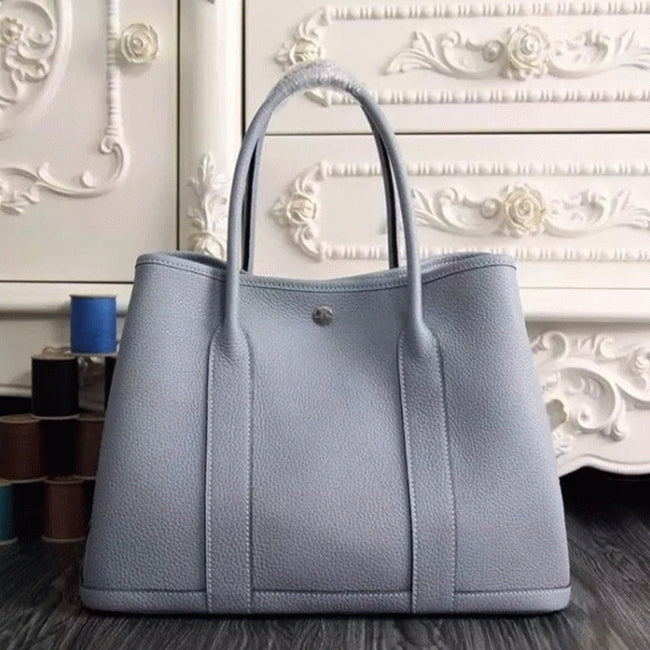 Boutique Quality || Lin Blue Best Hermes Garden Party 30cm Elegant Bag