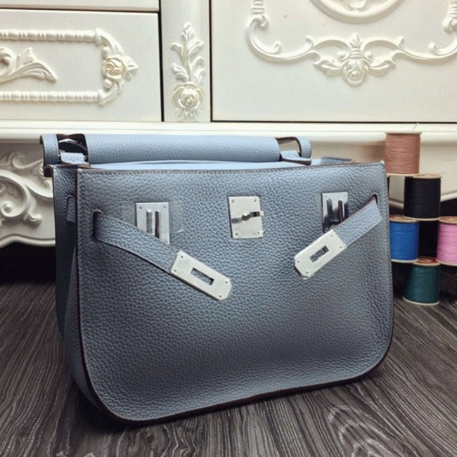 Boutique Quality || Blue lin designer Hermes Jypsiere 34cm handbag
