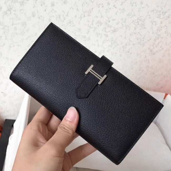 Boutique Quality || Black Epsom Designer Hermes Bearn Wallet