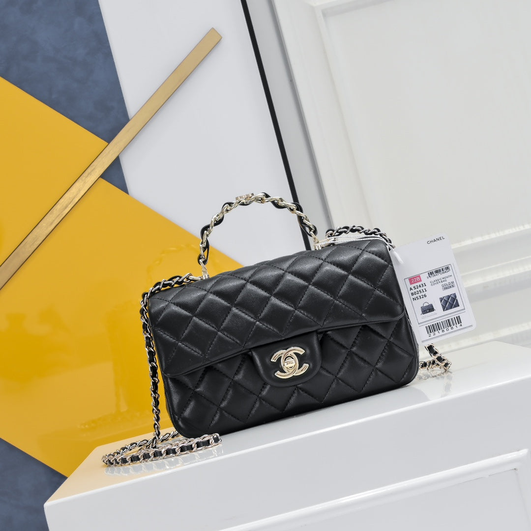 Boutique Quality || Chanel Double C Handle Cap Bag in Black