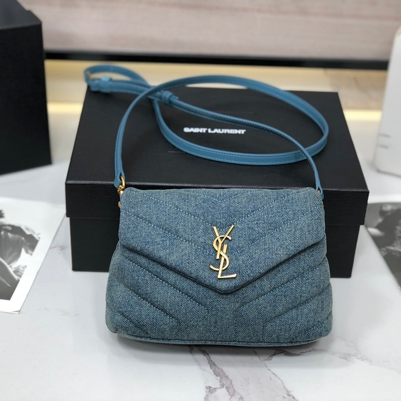 Boutique Quality || YSL Y-shaped Crossbody Bag in Denim Blue