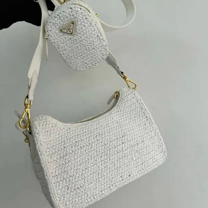 Boutique Quality || Prada Re-Edition Crochet Bag in White