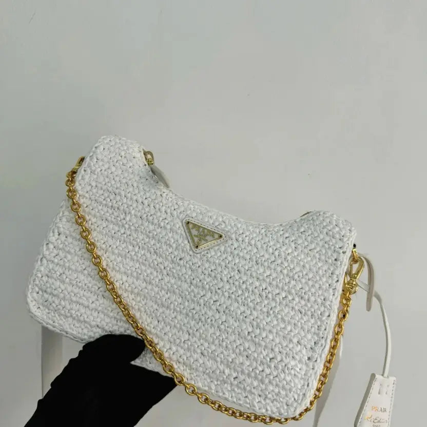 Boutique Quality || Prada Re-Edition Crochet Bag in White