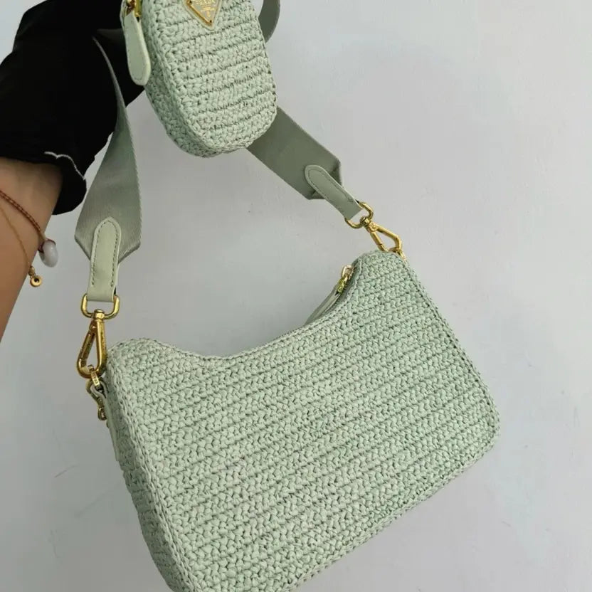 Boutique Quality || Prada Re-Edition Crochet Bag in Aqua