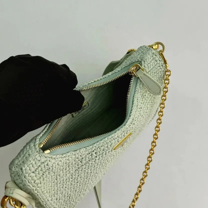 Boutique Quality || Prada Re-Edition Crochet Bag in Aqua