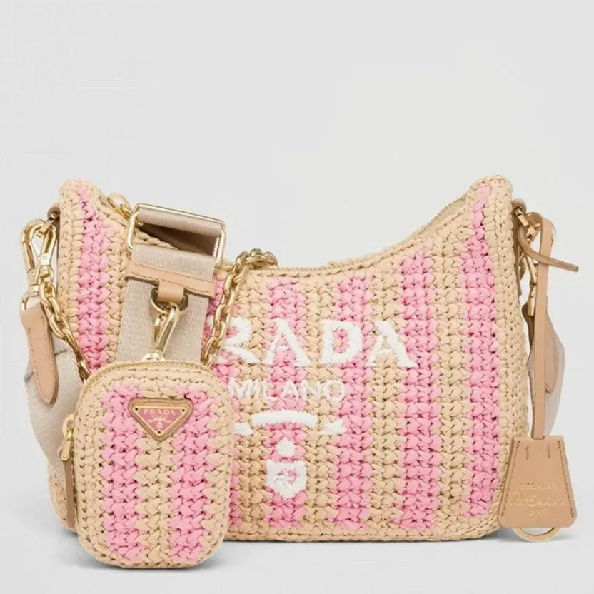 Boutique Quality || Prada Re-Edition Bag in Beige and Pink Stripe