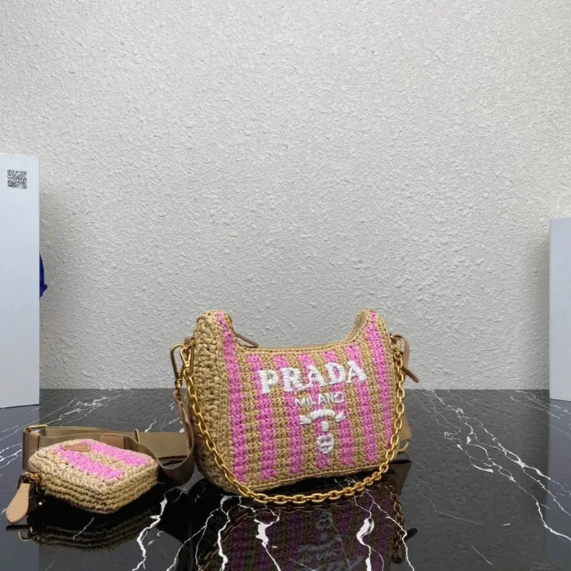 Boutique Quality || Prada Re-Edition Bag in Beige and Pink Stripe
