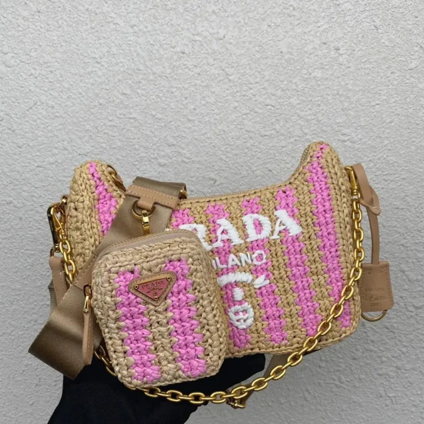 Boutique Quality || Prada Re-Edition Bag in Beige and Pink Stripe