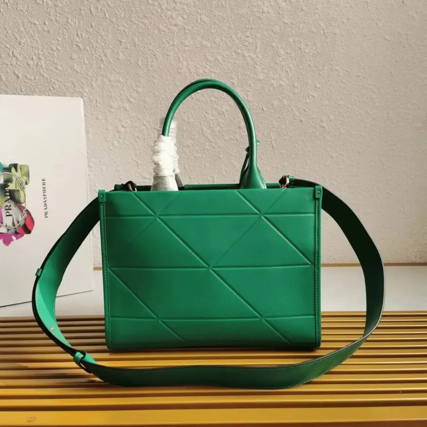 Boutique Quality || Prada Symbole Small Bag Knockoff with Topstitching in Green