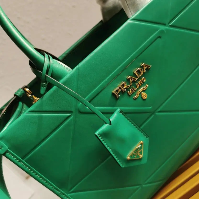 Boutique Quality || Prada Symbole Small Bag Knockoff with Topstitching in Green