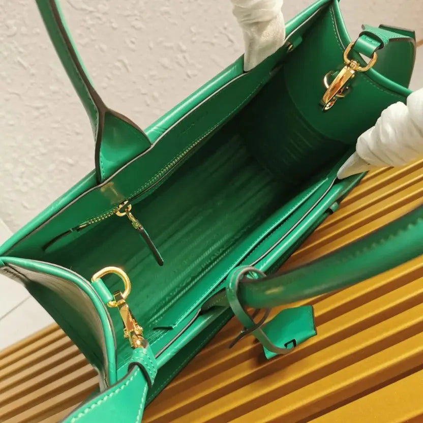 Boutique Quality || Prada Symbole Small Bag Knockoff with Topstitching in Green