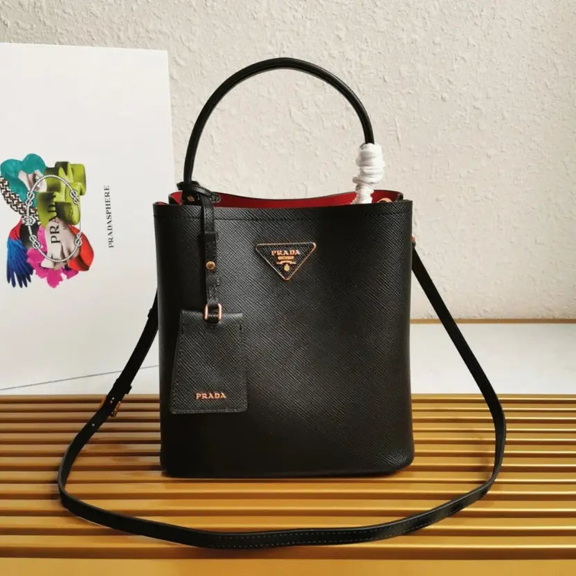 Boutique Quality || Prada Black Medium Panier Bag