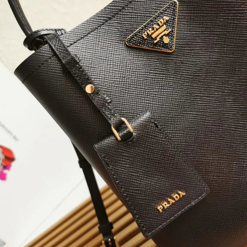 Boutique Quality || Prada Black Medium Panier Bag