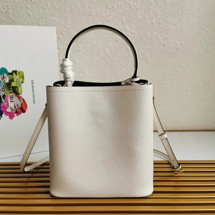 Boutique Quality || Prada White Medium Panier Bag