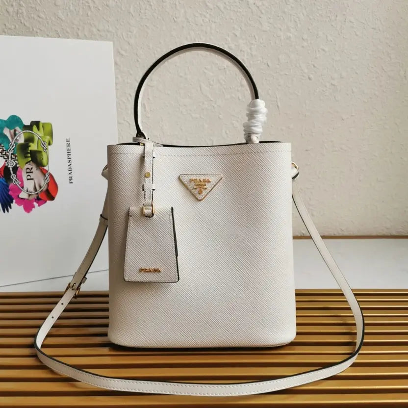 Boutique Quality || Prada White Medium Panier Bag