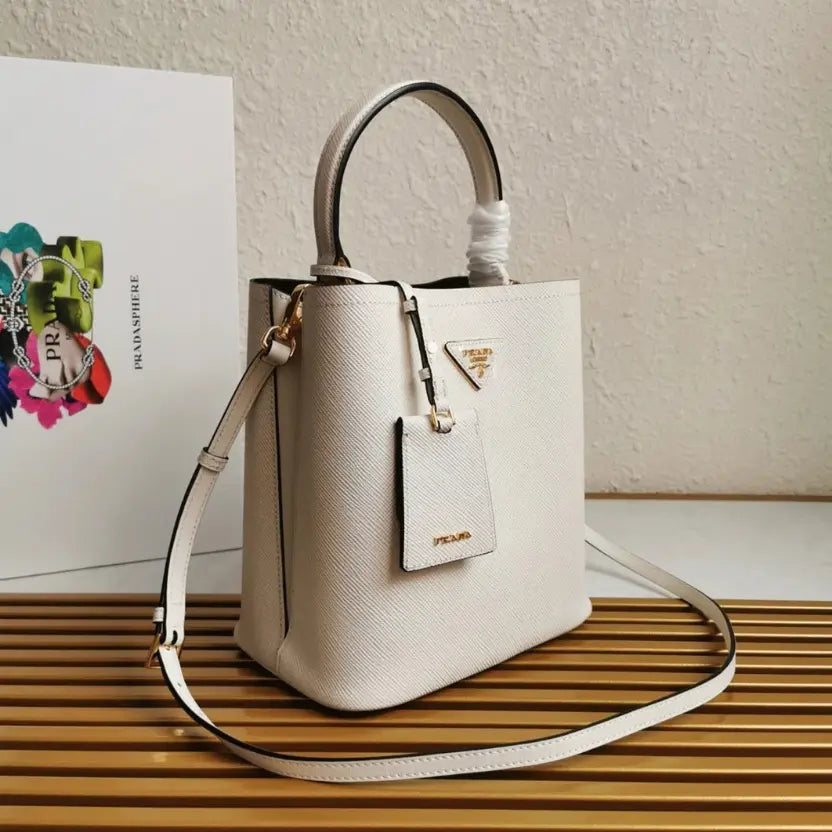 Boutique Quality || Prada White Medium Panier Bag