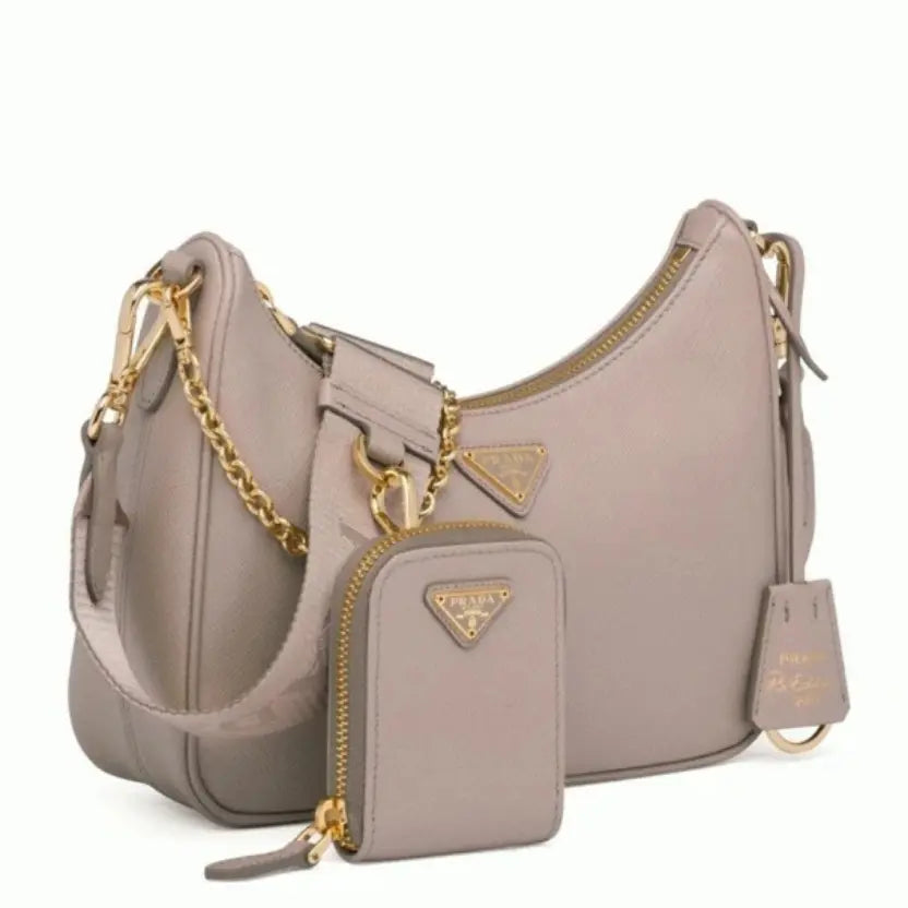 Boutique Quality || Prada Re-Edition 2005 Shoulder Bag in Taupe