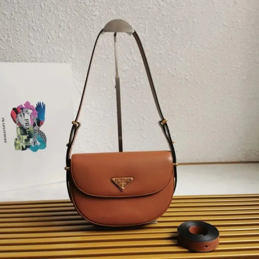 Boutique Quality || Prada Arque Shoulder Bag with Flap in Brown