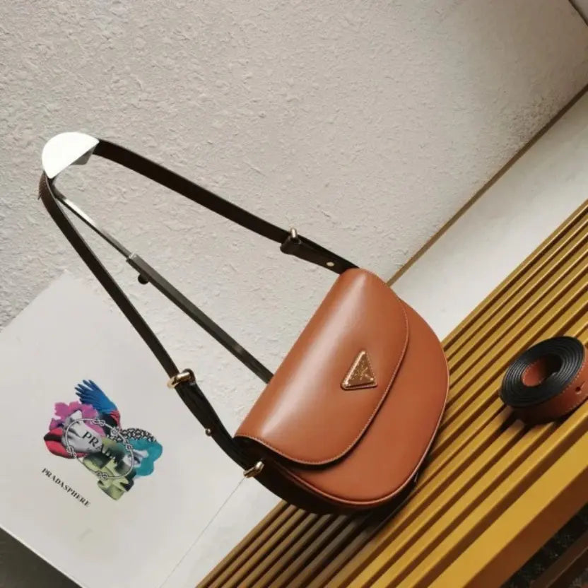 Boutique Quality || Prada Arque Shoulder Bag with Flap in Brown