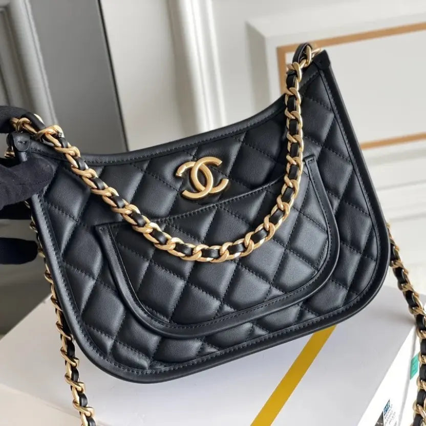 Boutique Quality || Chanel 24s Spring/Summer Hippie Hobo Black Bag