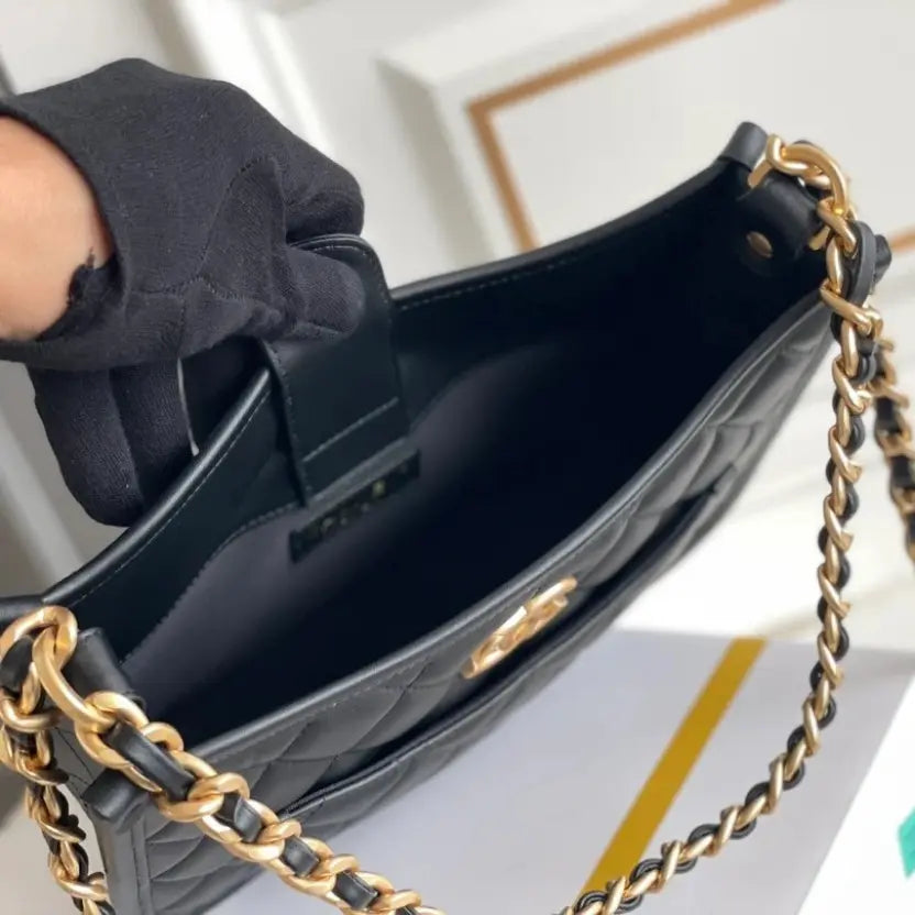 Boutique Quality || Chanel 24s Spring/Summer Hippie Hobo Black Bag