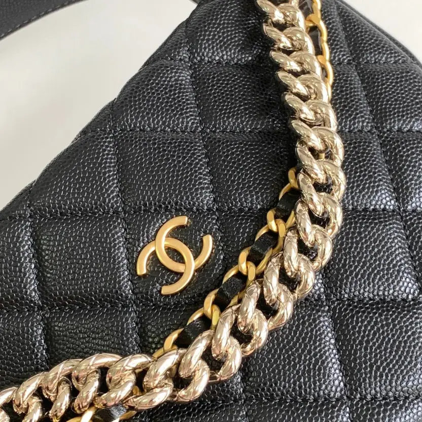 Boutique Quality || Chanel 24s Hula Hoop Bag in Black and Gold
