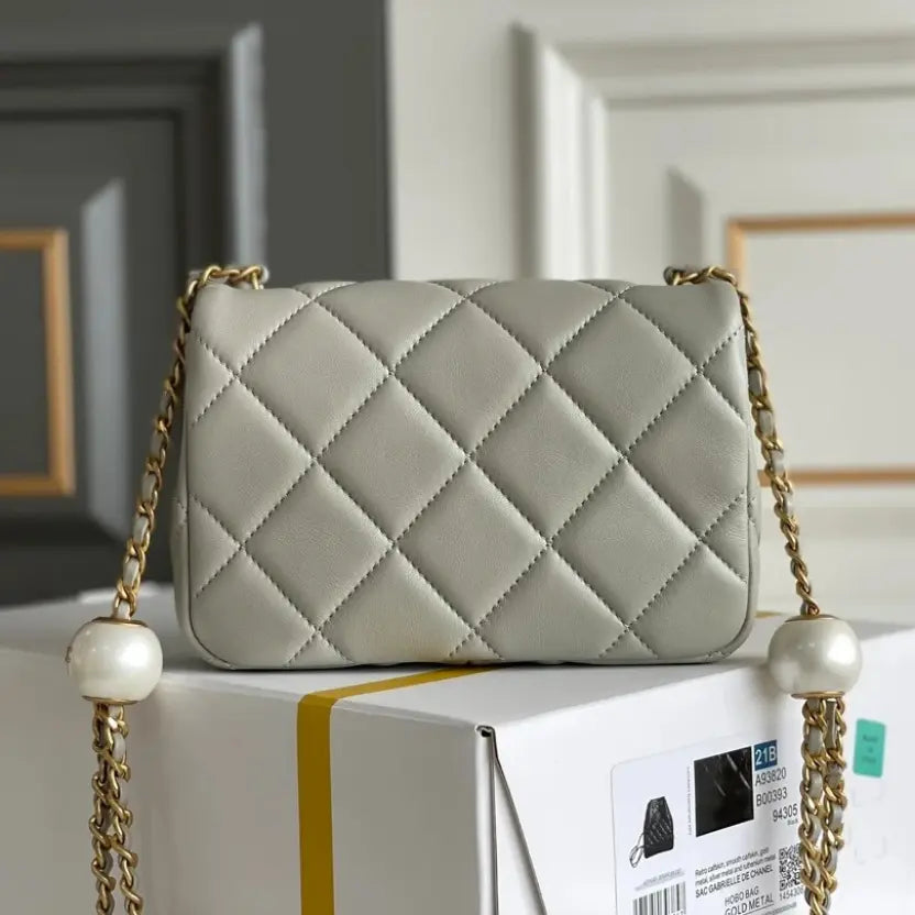 Boutique Quality || Chanel 24s Spring/Summer Double Pearl Square Fat Gray Bag