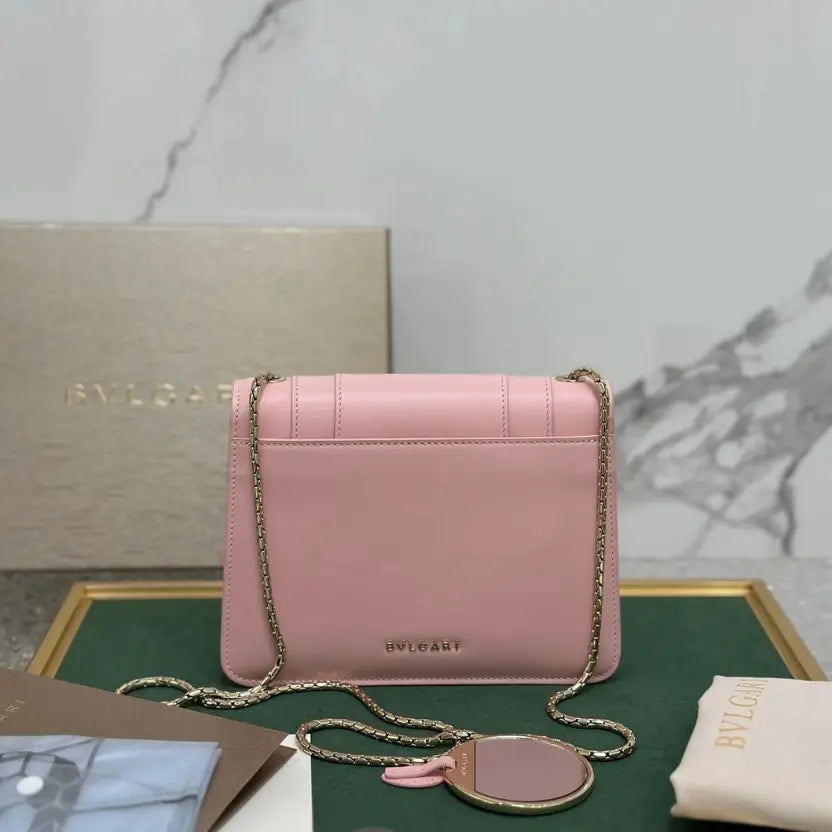 Boutique Level Quality || Bvlgari Serpenti Forever "Single Layer" Flap Small Square Bag in Pink