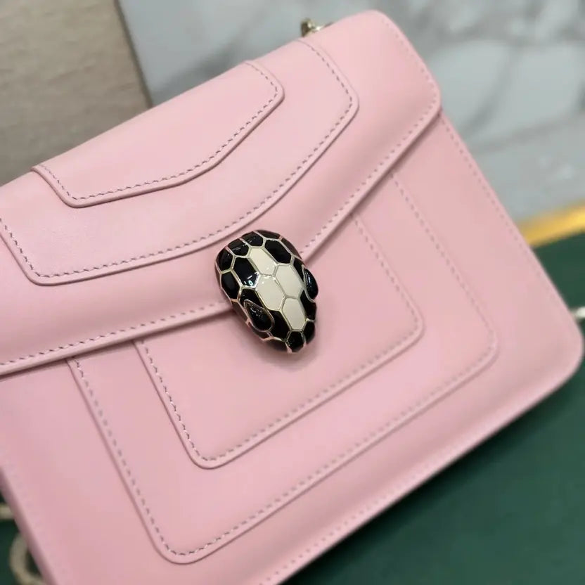 Boutique Level Quality || Bvlgari Serpenti Forever "Single Layer" Flap Small Square Bag in Pink