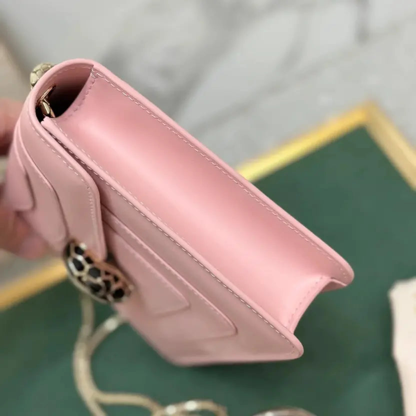 Boutique Level Quality || Bvlgari Serpenti Forever "Single Layer" Flap Small Square Bag in Pink