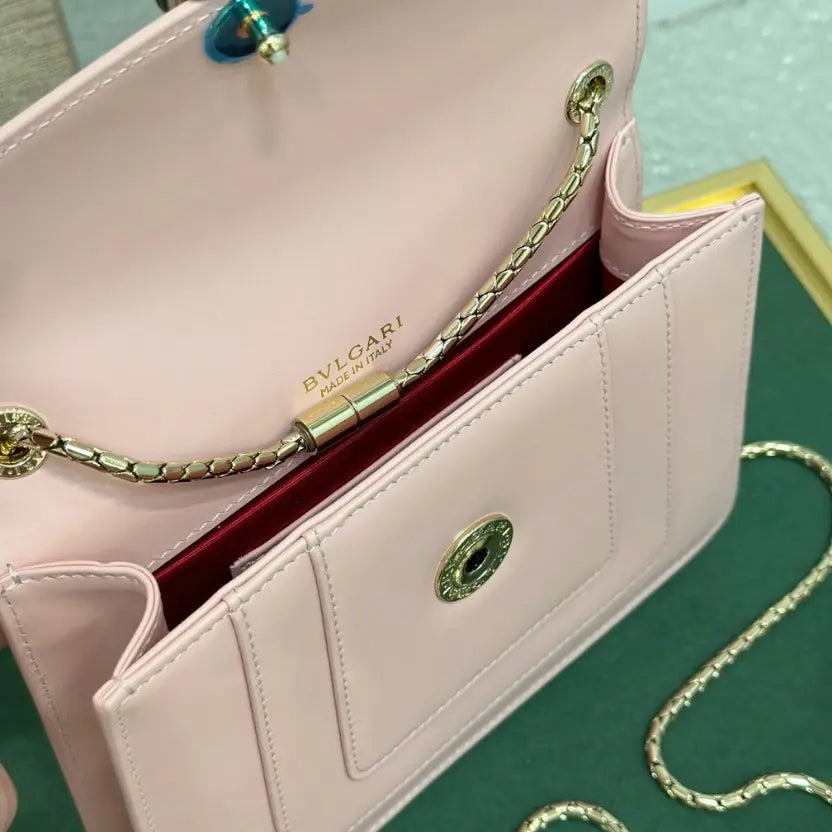 Boutique Level Quality || Bvlgari Serpenti Forever "Single Layer" Flap Small Square Bag in Pink