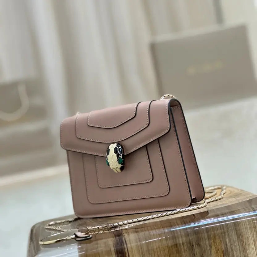 Boutique Level Quality || Bvlgari Serpenti Forever "Single Layer" Flap Small Square Bag in Brown