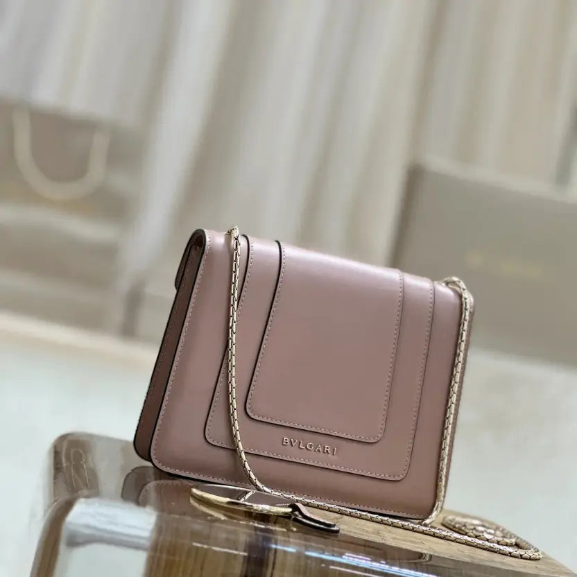 Boutique Level Quality || Bvlgari Serpenti Forever "Single Layer" Flap Small Square Bag in Brown