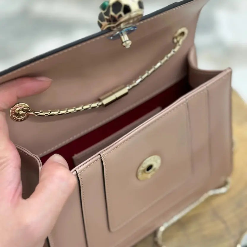 Boutique Level Quality || Bvlgari Serpenti Forever "Single Layer" Flap Small Square Bag in Brown