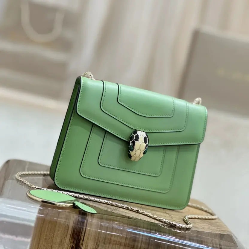 Boutique Level Quality || Bvlgari Serpenti Forever "Single Layer" Flap Small Square Bag in Green