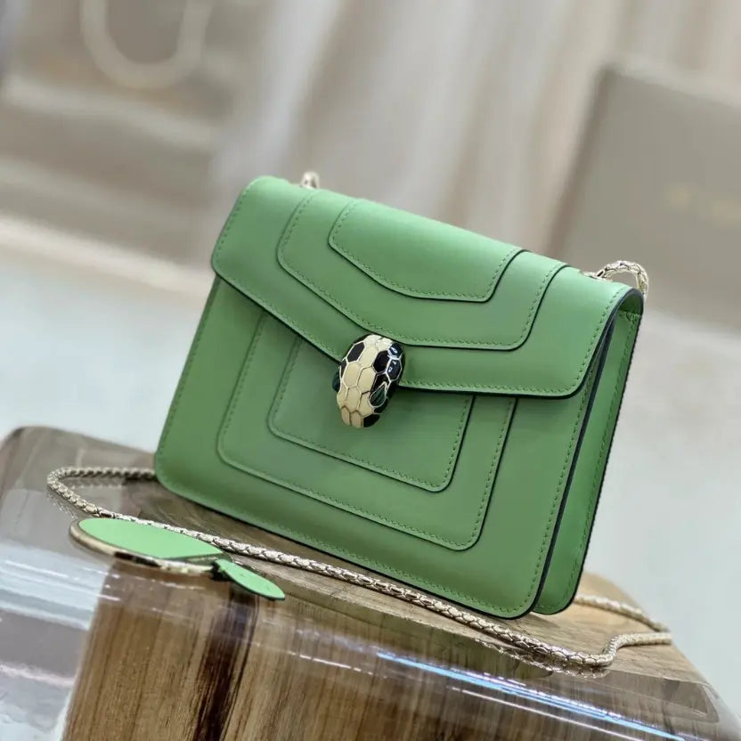 Boutique Level Quality || Bvlgari Serpenti Forever "Single Layer" Flap Small Square Bag in Green