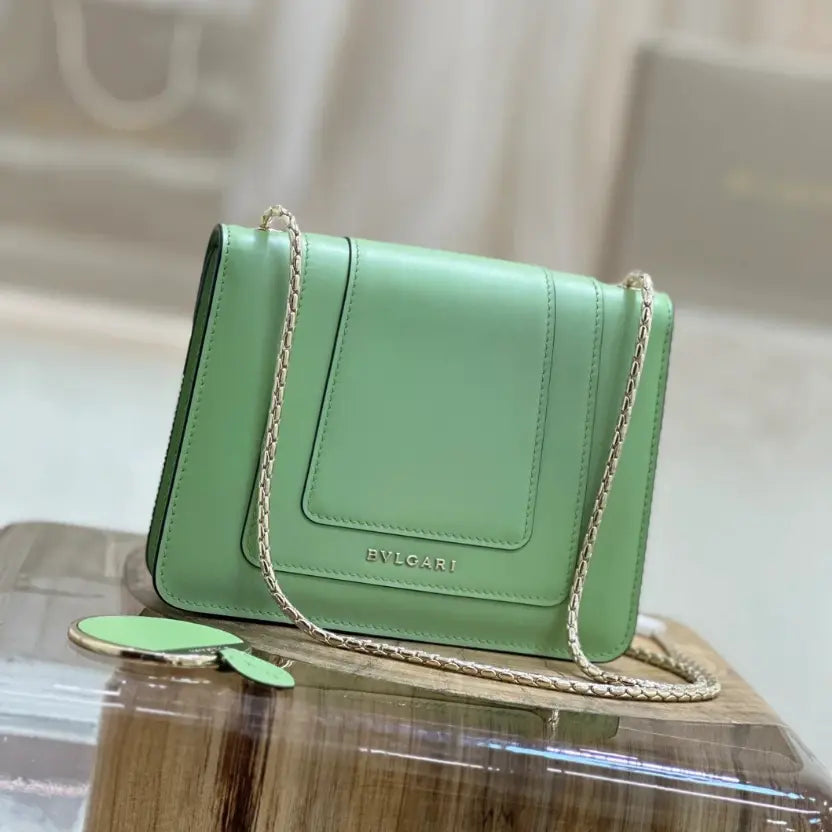 Boutique Level Quality || Bvlgari Serpenti Forever "Single Layer" Flap Small Square Bag in Green